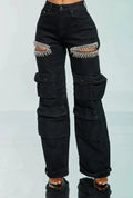 The Diamond Rebel Cutout Cargo Jeans