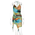 Painted Girl Mesh Halter & Ruffle Skirt Set