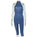 Polka Dot Ruffle Halter Backless Capri Jumpsuit | Retro-Chic & Y2K Resort
