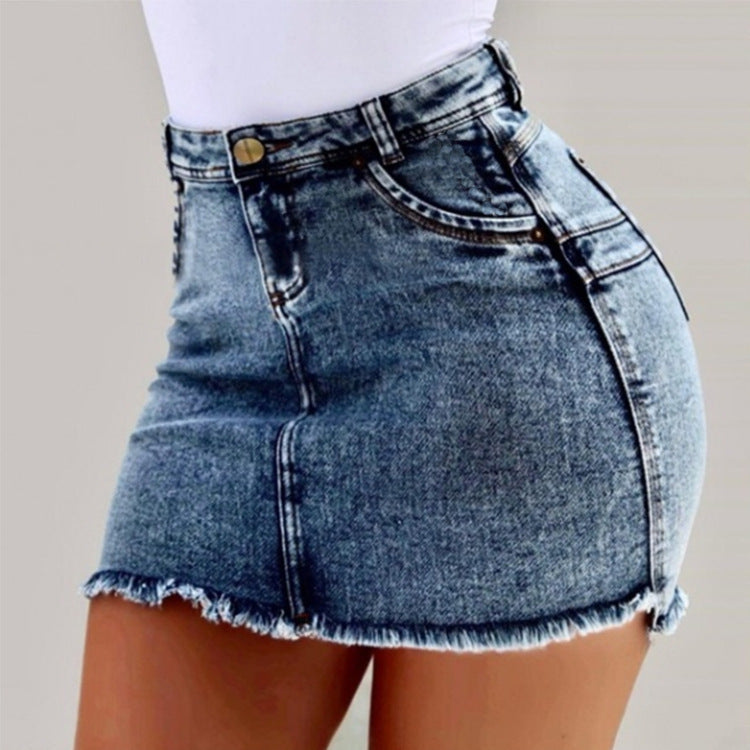 Raw Hem Acid Wash High Waist Ripped Denim Shorts