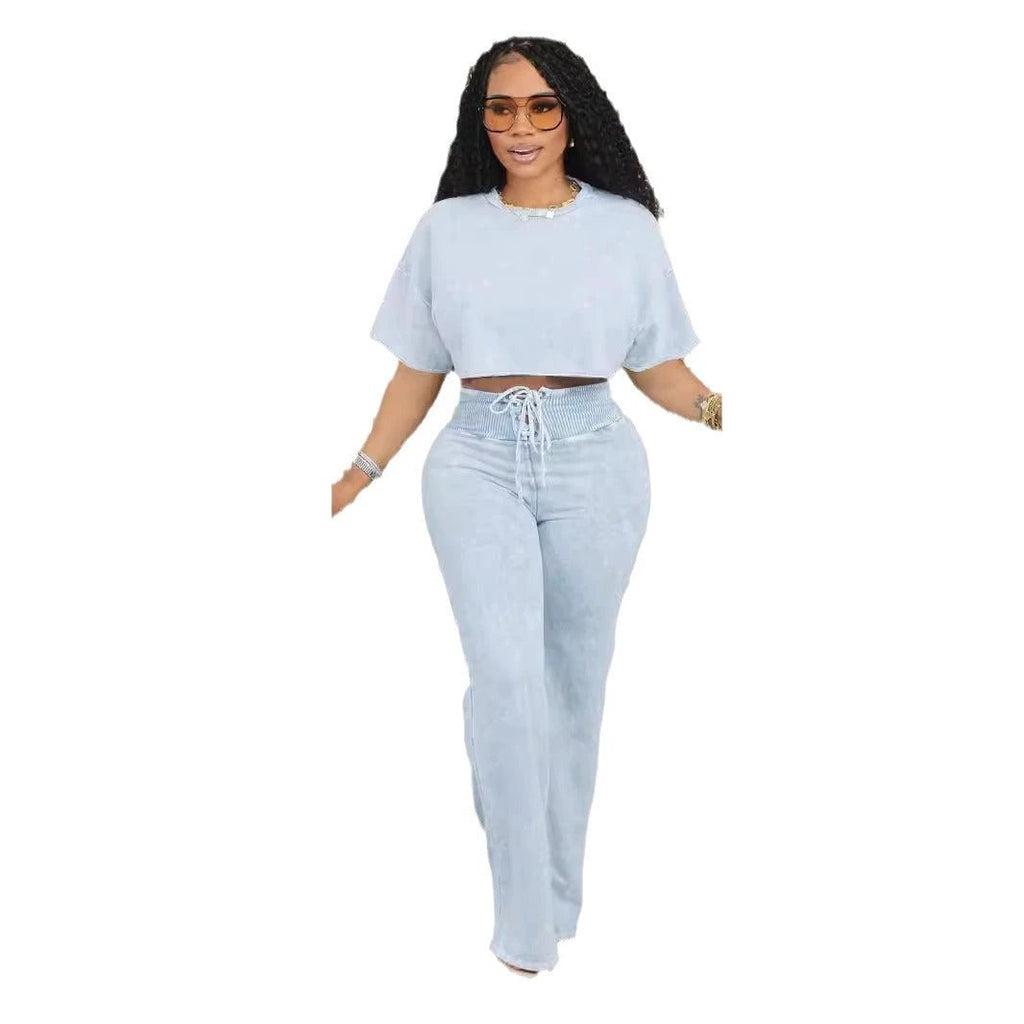 The Leisure Poise Crop Top & Lace-Up Pants Set