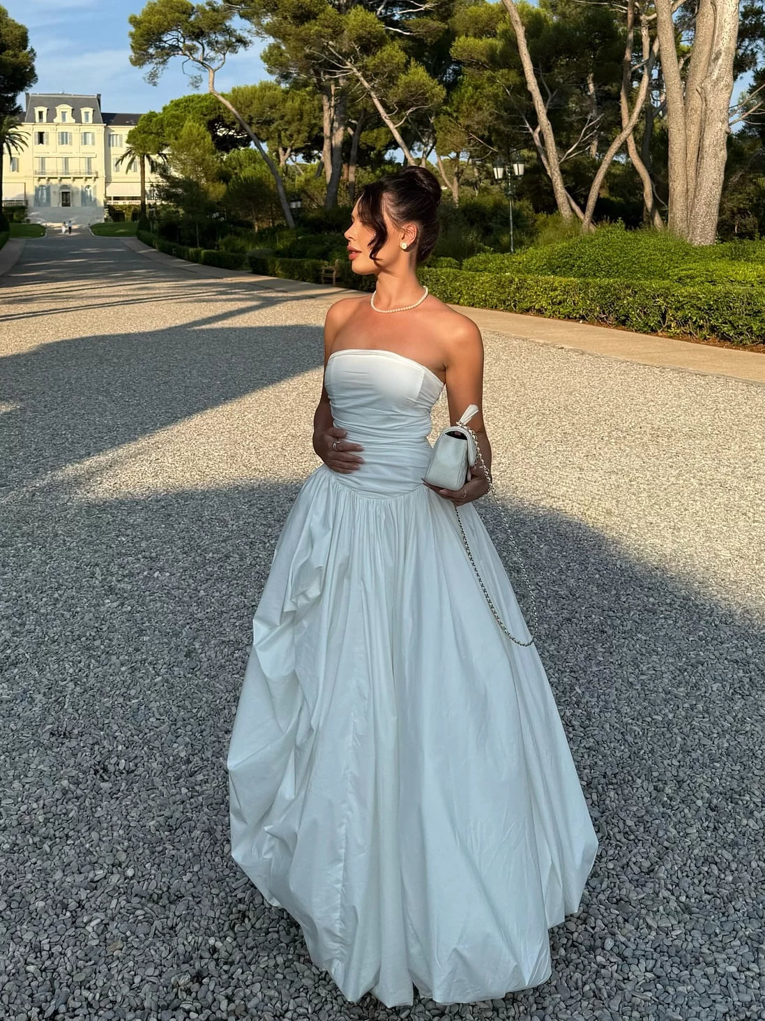 The Amalfi Muse Strapless Slit Midi Dress