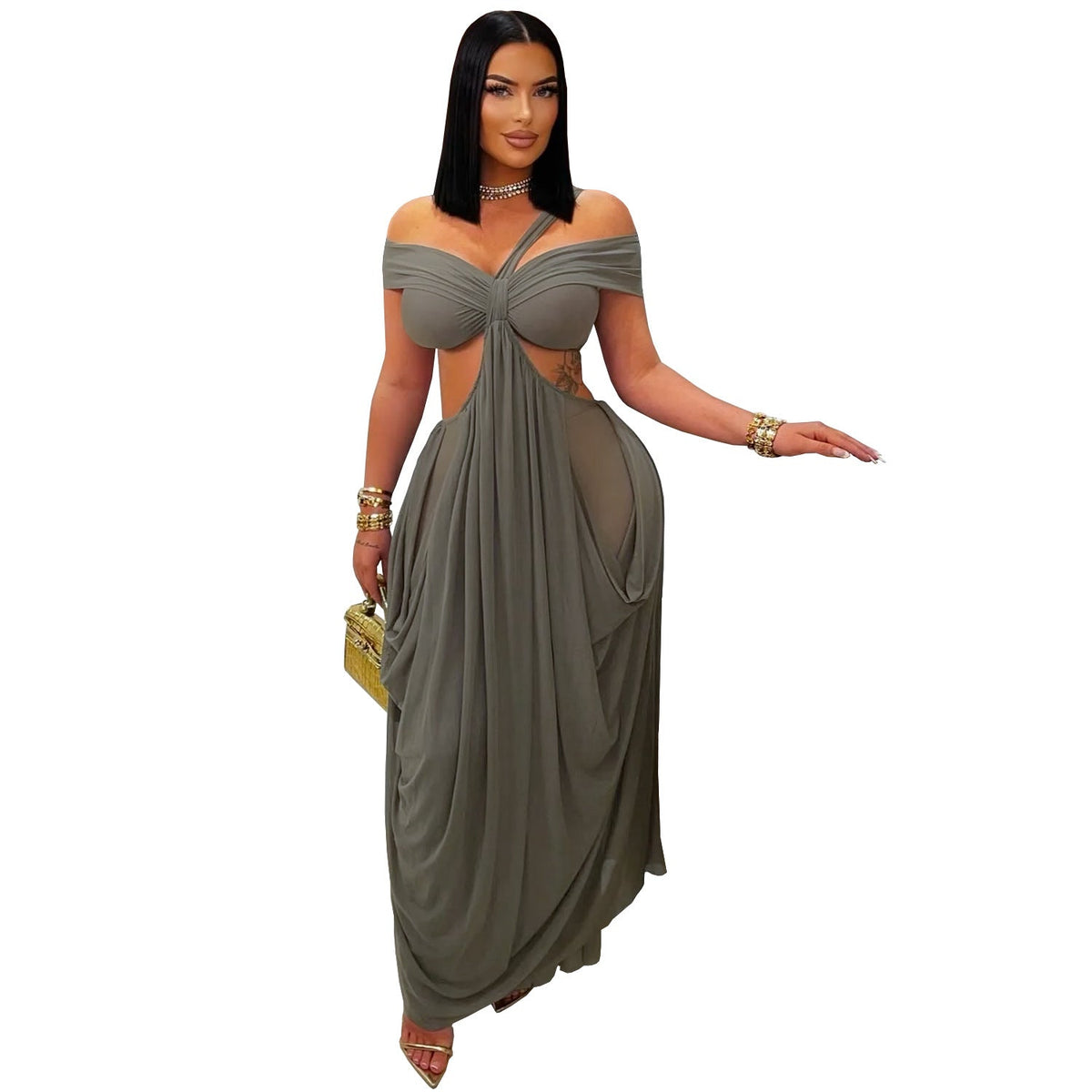 The Sheer Obsession Bandeau Mesh Maxi Dress