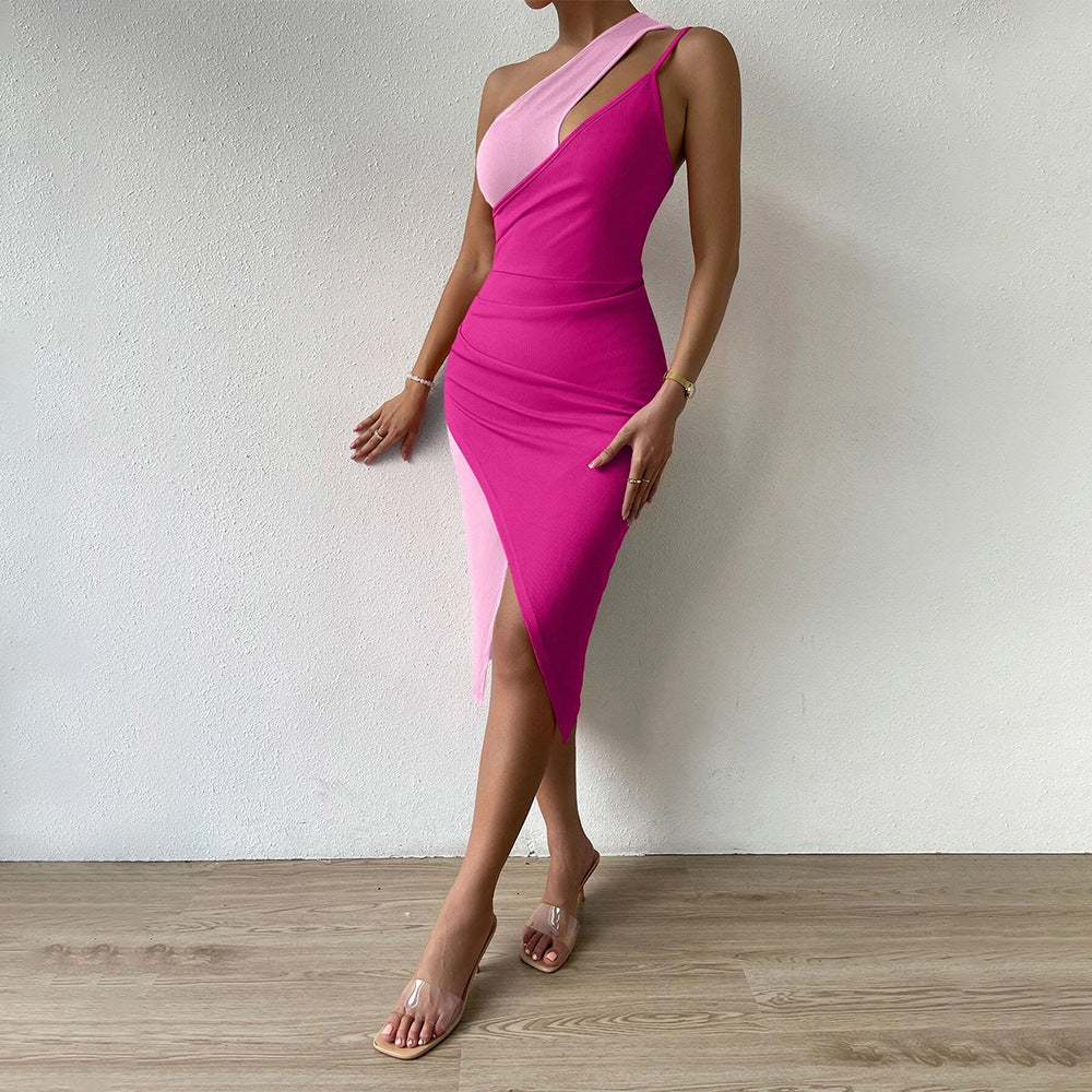 The Colorblock Cutout Knit Midi Dress