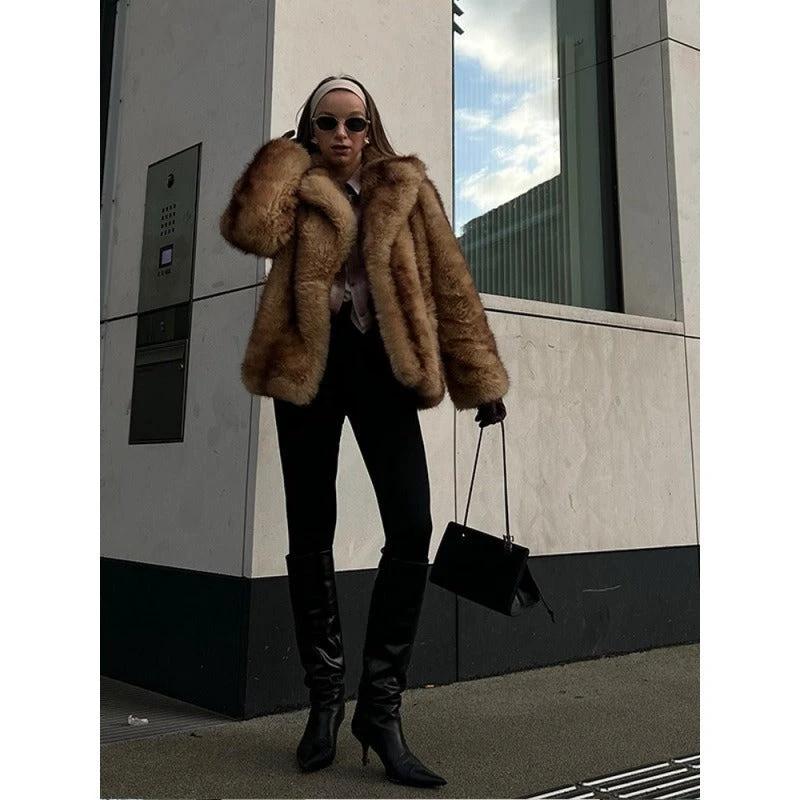 The Uptown Muse Brown Fur-Look Jacket