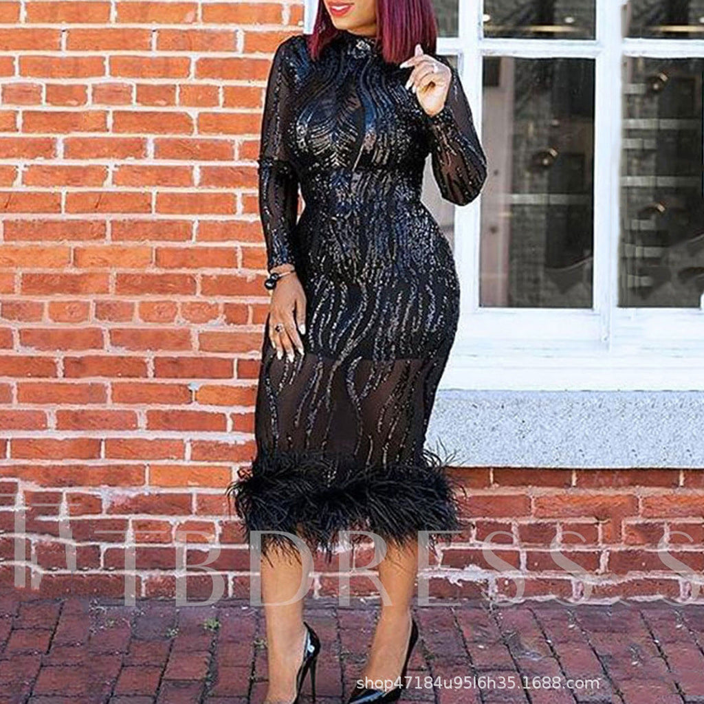 The Champagne Toast Turtleneck Sequin Bodycon Dress
