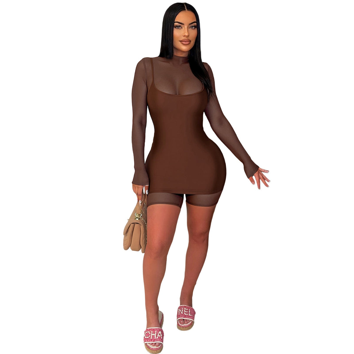 The Neon Nights Reflective Mesh Dress Set