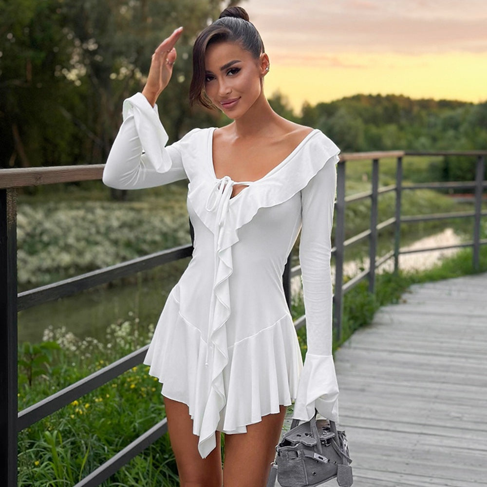 The Ruffle Romance Bell-Sleeve Mini Dress