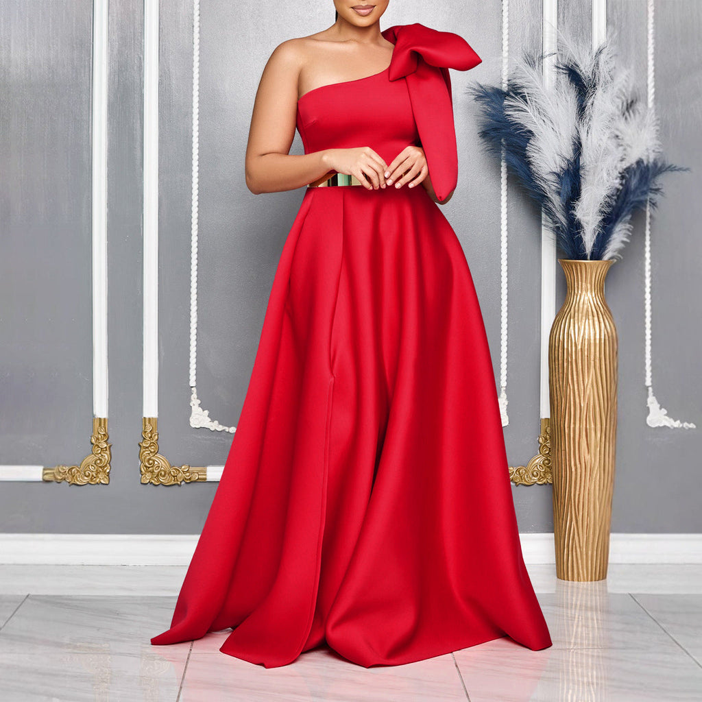 The Bow Society One-Shoulder Maxi Dress