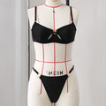 Gold Heart Ring Cutout Underwire Bikini Set