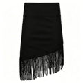 After Dark Asymmetric Fringe Hem Ruched Bodycon Midi Skirt