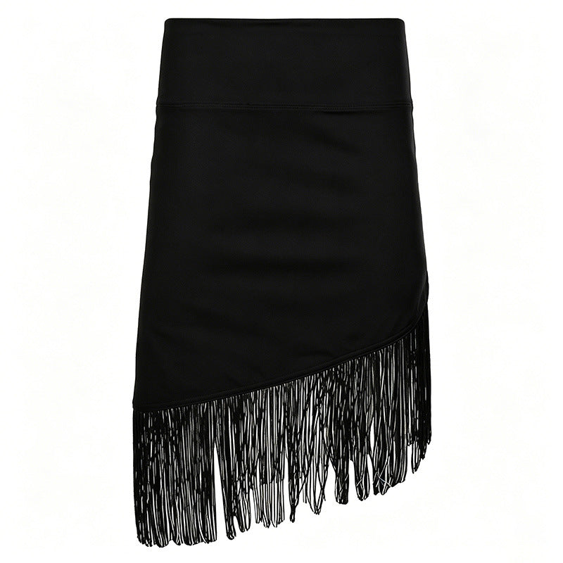 After Dark Asymmetric Fringe Hem Ruched Bodycon Midi Skirt