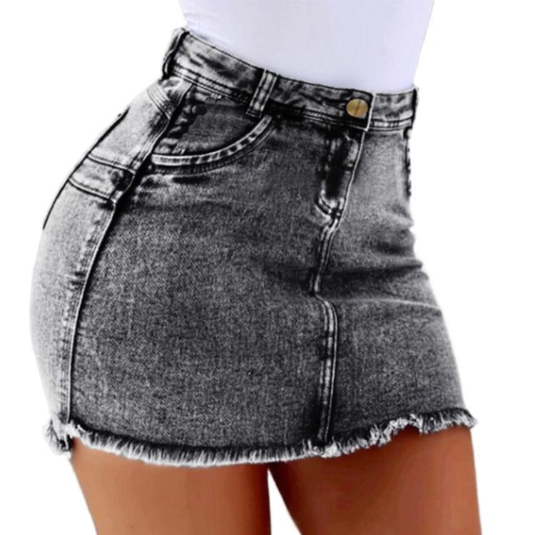 Raw Hem Acid Wash High Waist Ripped Denim Shorts