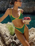 Triangle Bikini Set with Contrast Trim – Sporty Two-Piece Swimsuit