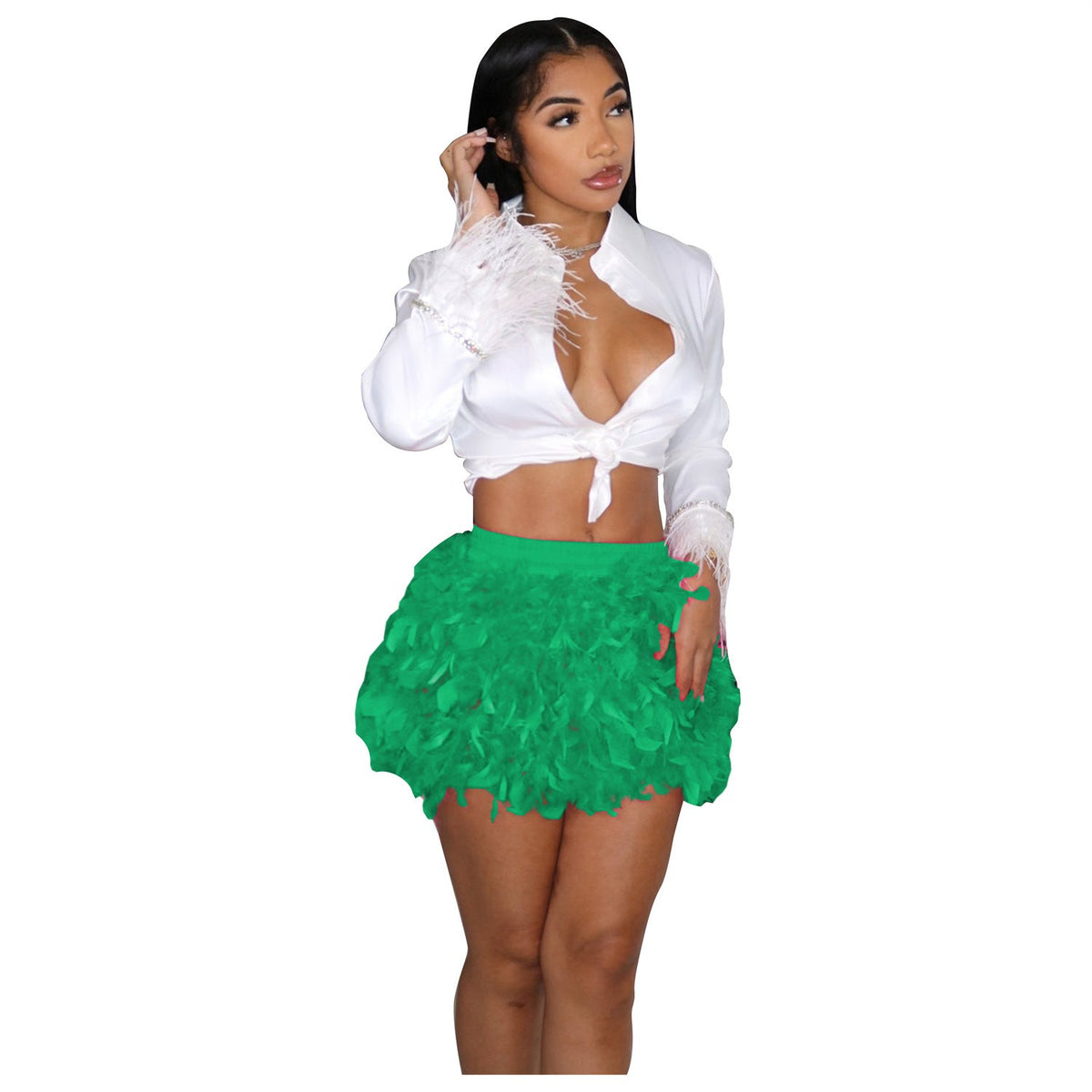 The Feathered A-Line Party Skirt