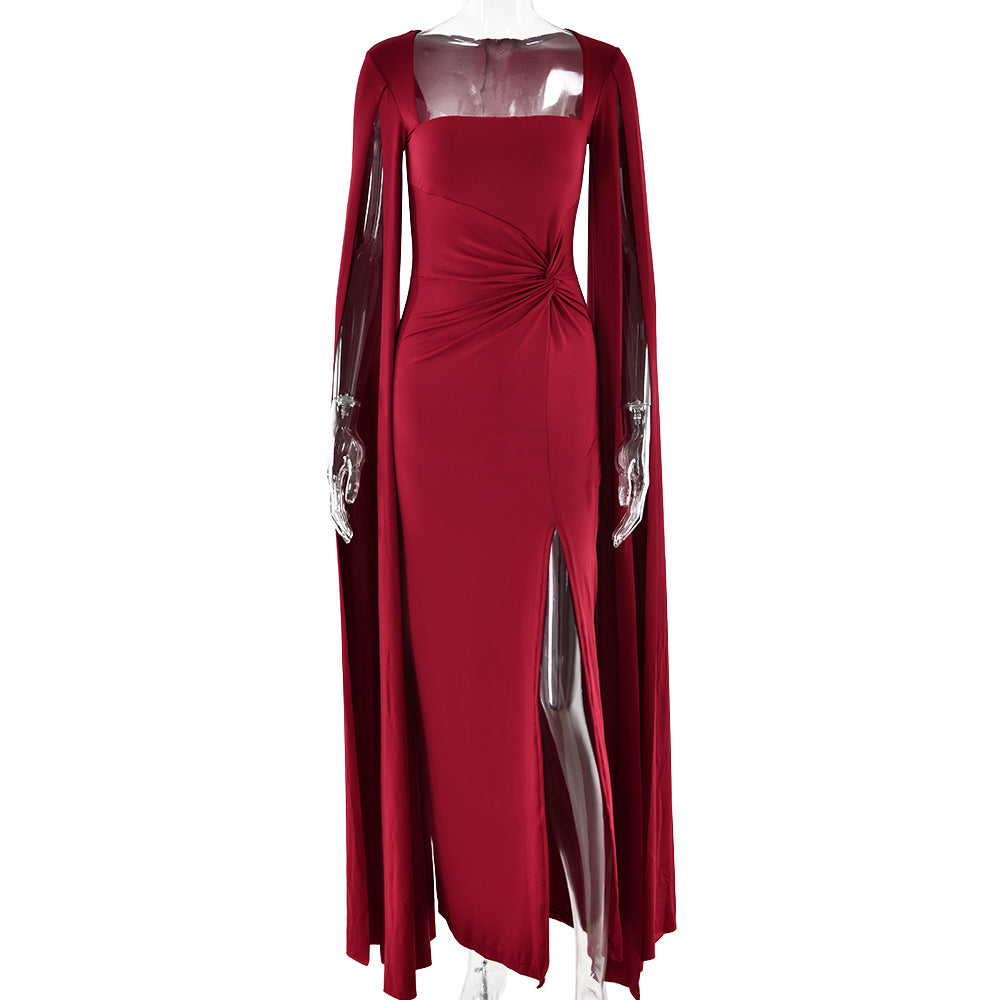 The Sculpted Square Neck Slit Maxi Dress