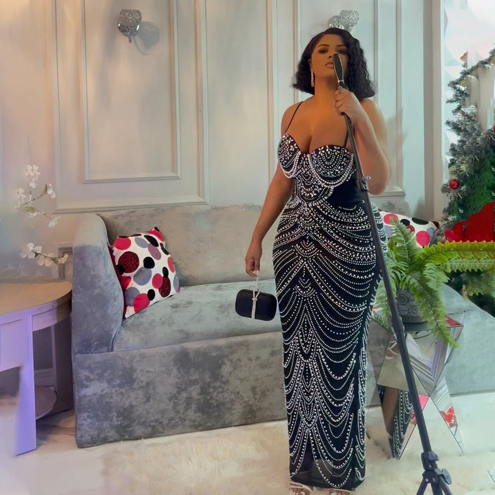 The Red Carpet Rhinestone Ball Maxi Dress