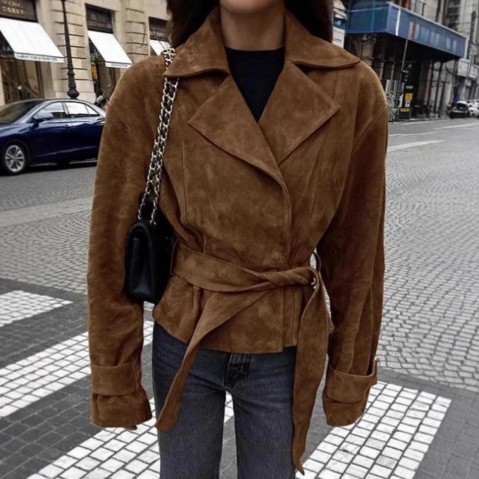 The Café Muse Suede-Look Wrap Jacket