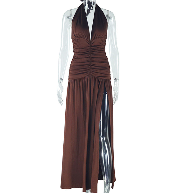The Cocoa Soirée Halter Maxi Dress