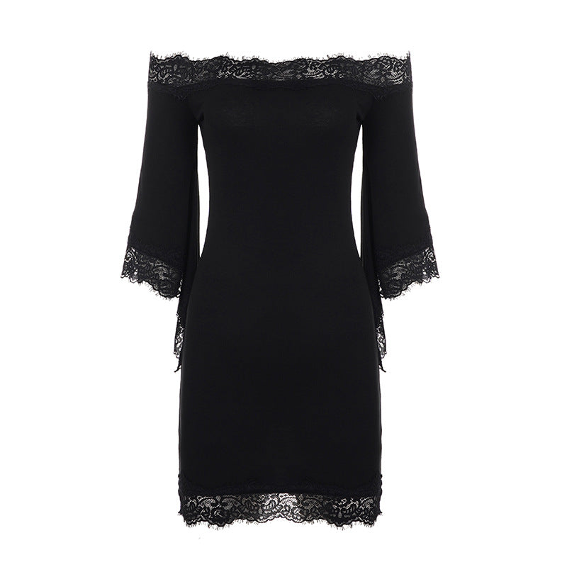The Noir Romance Lace-Trim Mini Dress