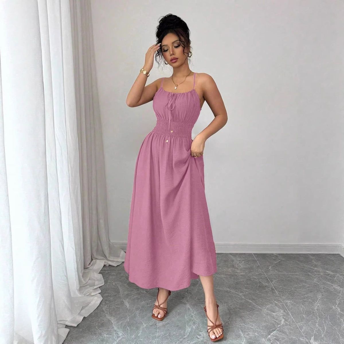 The Sunday Stroll Smocked Midi Dress
