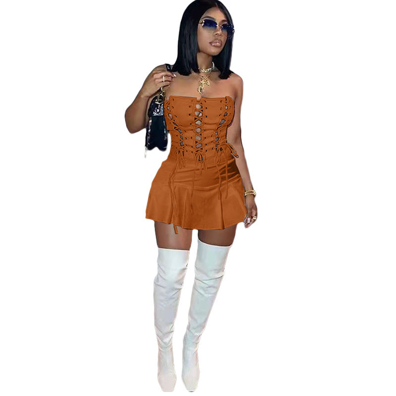 The Crisscross Eyelet Cutout Mini Dress