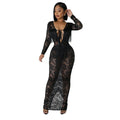 Backless Tassel Lace Maxi Dress | V-Neck Fringe Bodycon