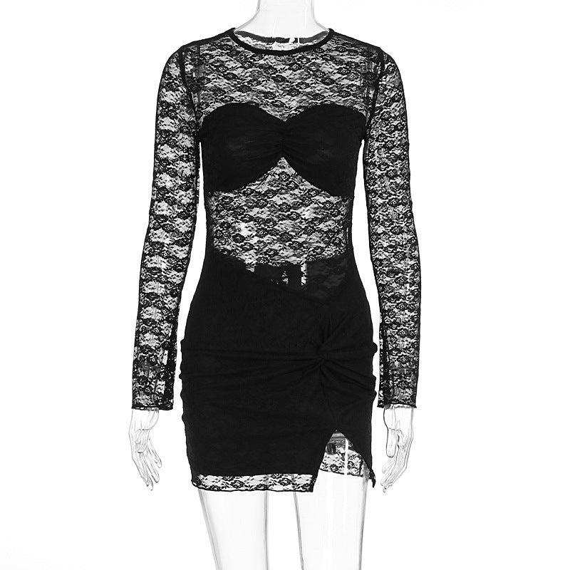 The Lace Whisper Sheer Floral Sheath Dress