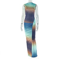 Sunset Swirl Ruched Maxi Dress