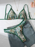Green Leopard Print Sexy Bikini Slimming Two Piece Set Swimsuit