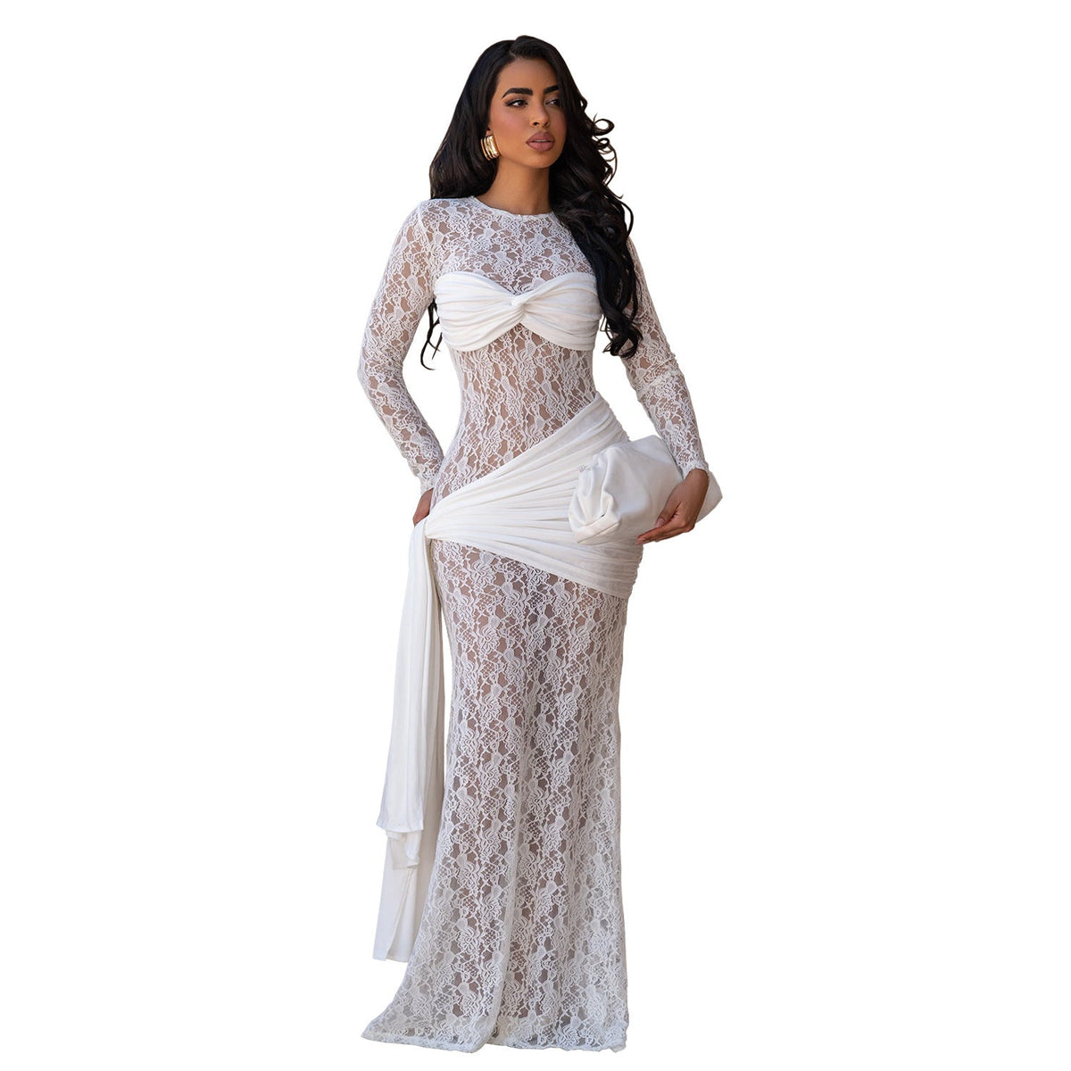 The Lace Affair Draped Maxi Dress