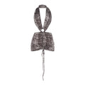 Snake Print Halter Mini Dress | Deep Plunge O-Ring, Ruched & Drawstring Hem