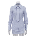 Pinstripe Shirt & Mini Skirt Co-Ord Set