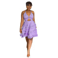 Ring Cutout Halter Tiered Ruffle Mini Dress