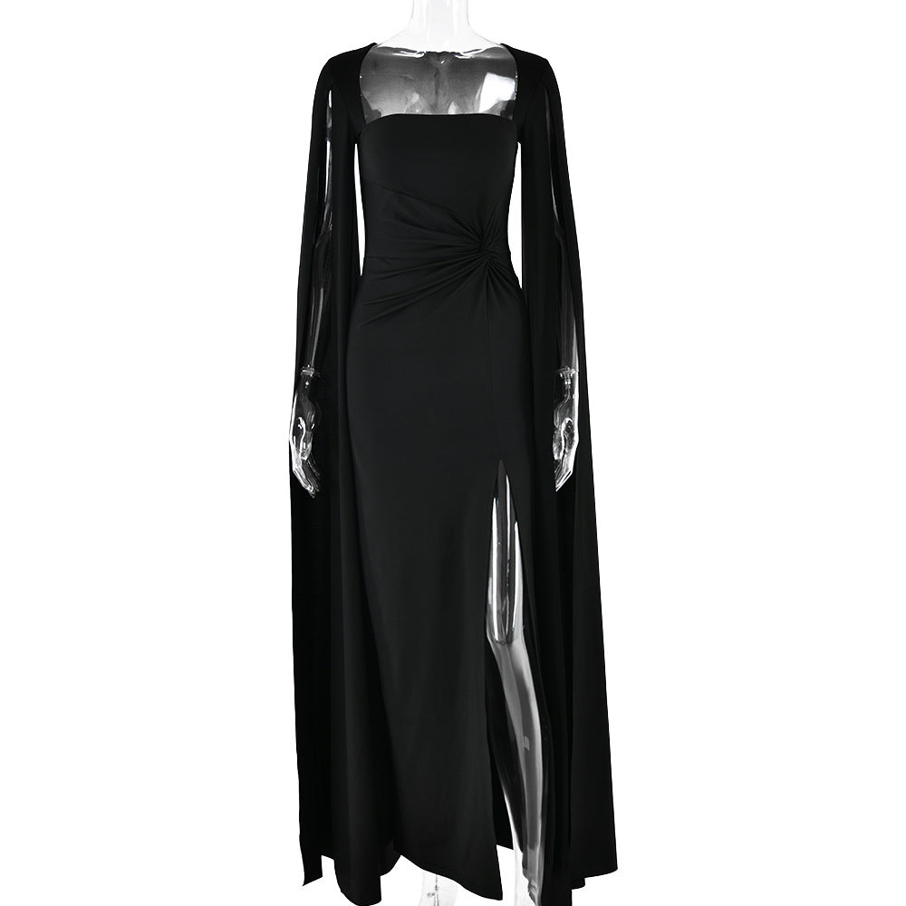The Sculpted Square Neck Slit Maxi Dress