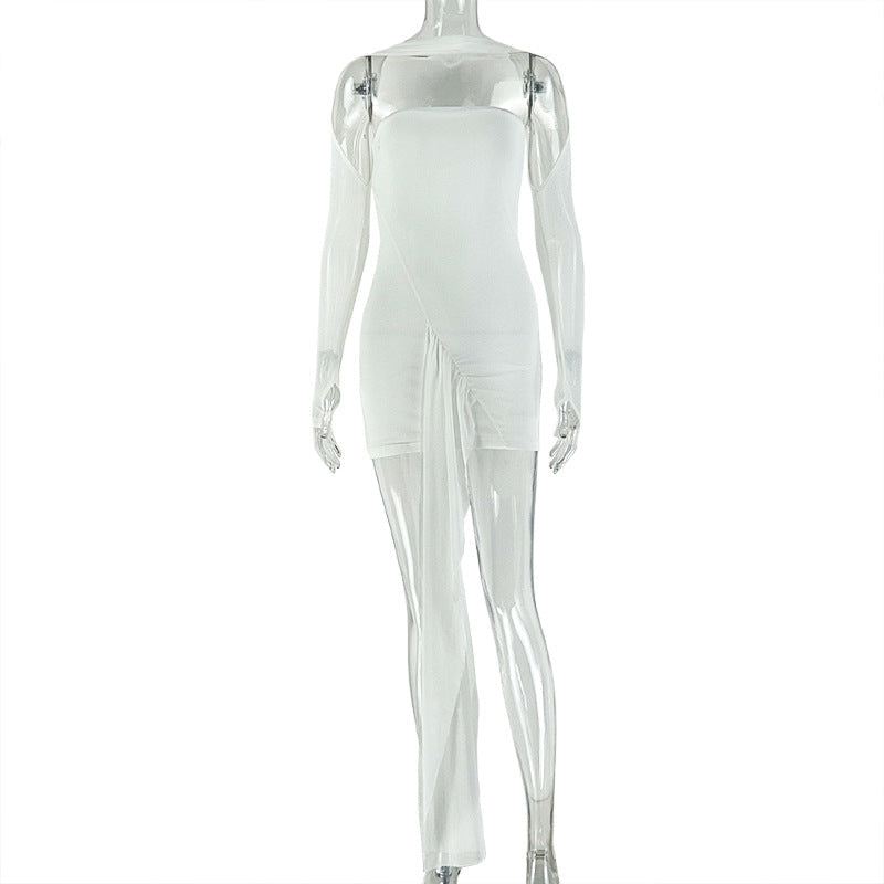 The Soft Life Asymmetrical Draped Mini Dress