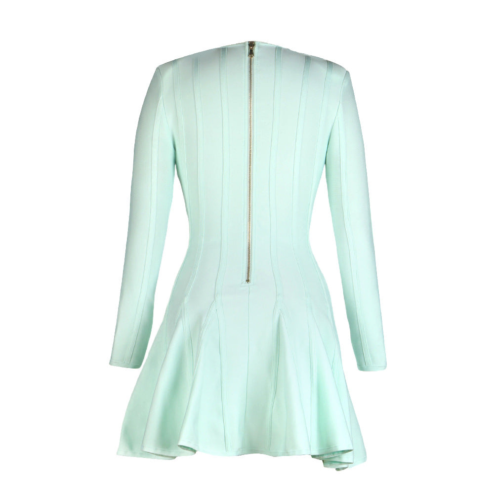 The Emerald Statement Buckle Swing Dress