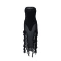 The Midnight Cascade Mesh Midi Dress
