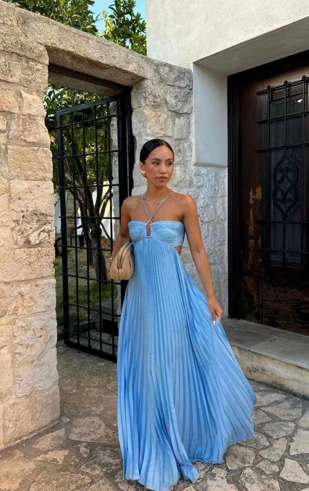 The Pleated Escape Flowing Maxi Dress