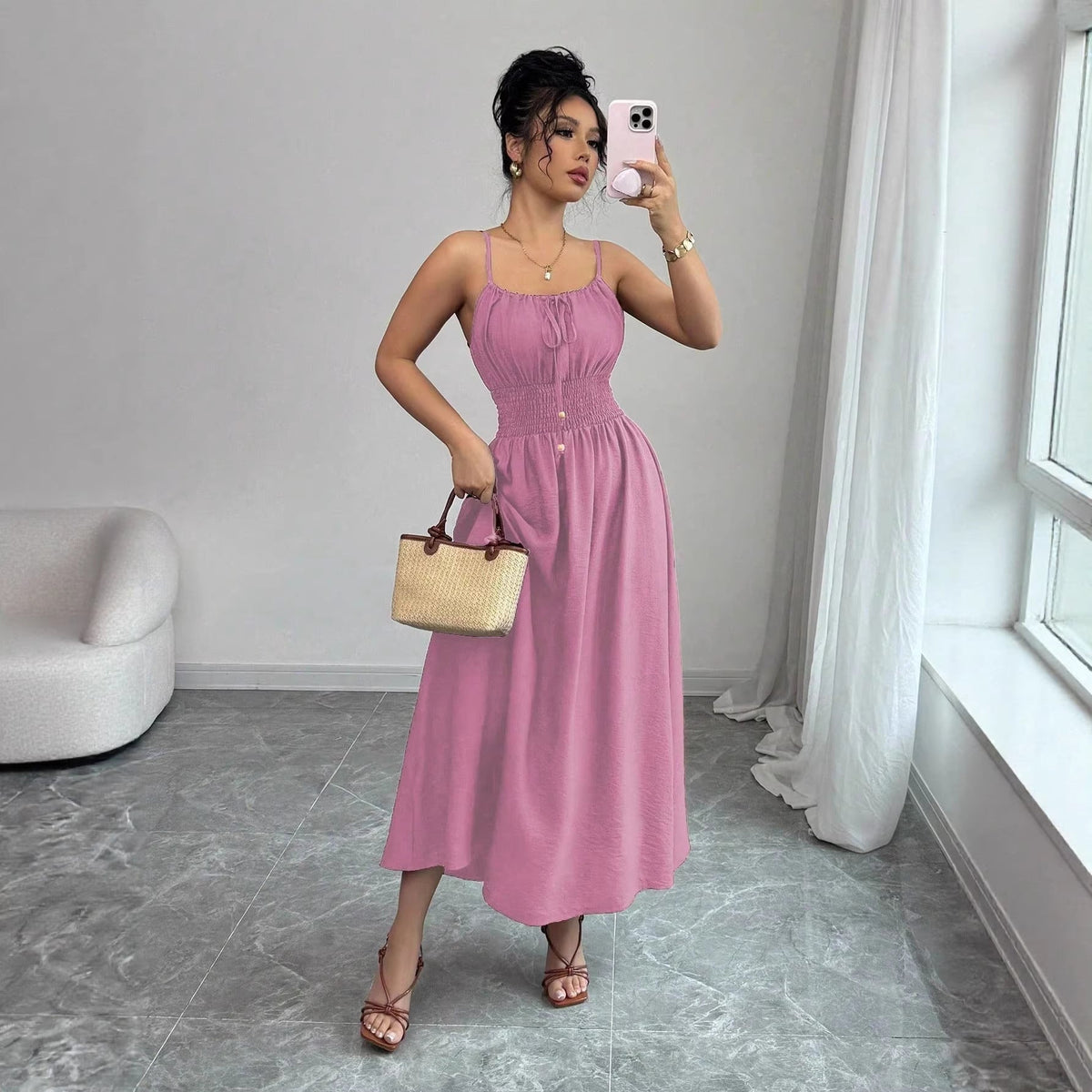 The Sunday Stroll Smocked Midi Dress