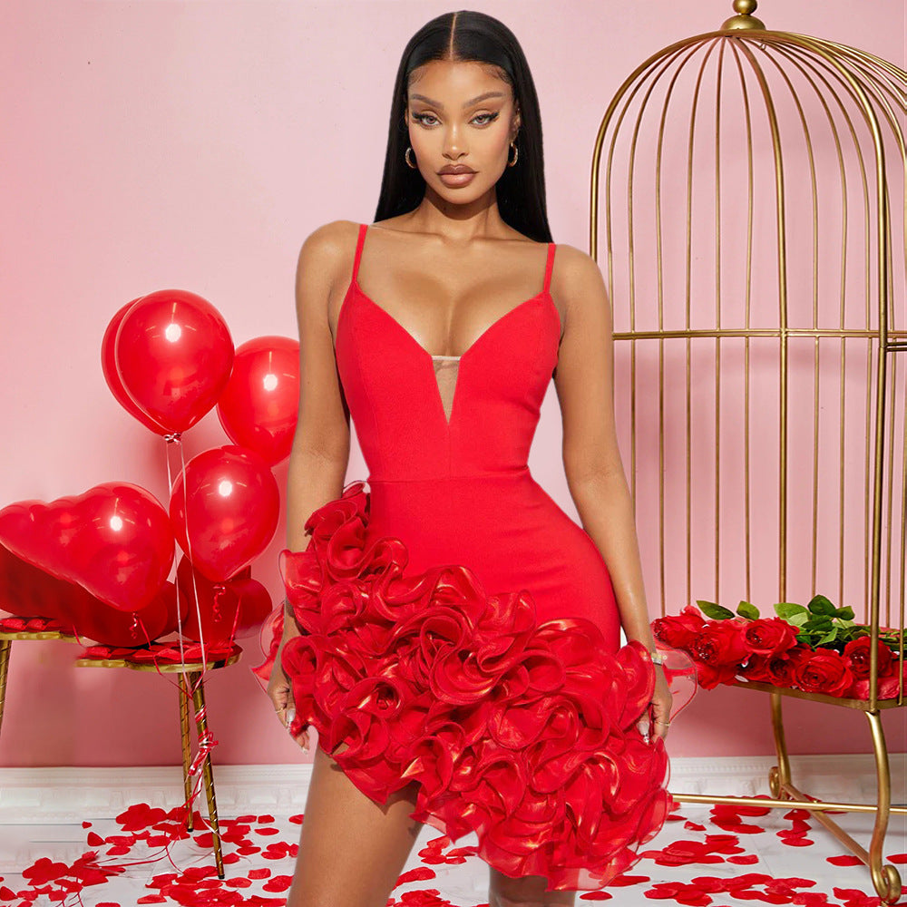 Send Me Roses 3D Floral Skirt Bodycon Mini Dress