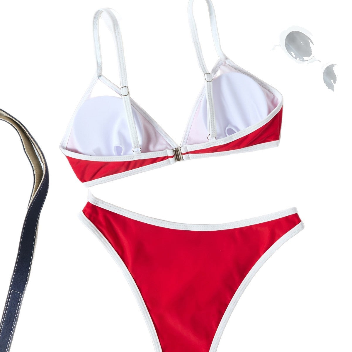 Triangle Bikini Set with Contrast Trim – Sporty Two-Piece Swimsuit