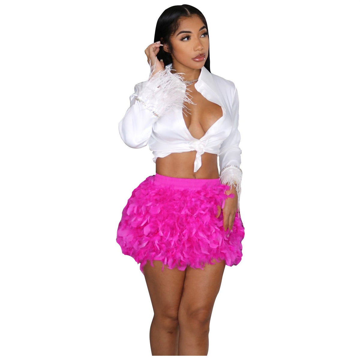 The Feathered A-Line Party Skirt