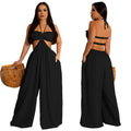 Sun Goddess Twist Knot Cutout Wide-Leg Palazzo Jumpsuit
