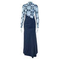 The Sculpted Patchwork Stand Collar Maxi Dress
