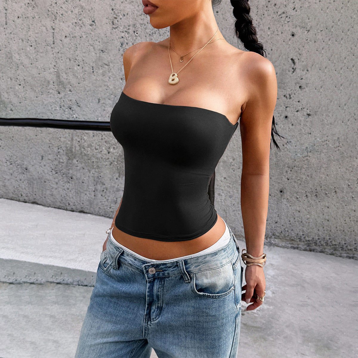 Strapless Bandeau Crop Tube Top