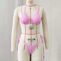 Polka Dot Shell Clasp Halter Triangle Bikini Set