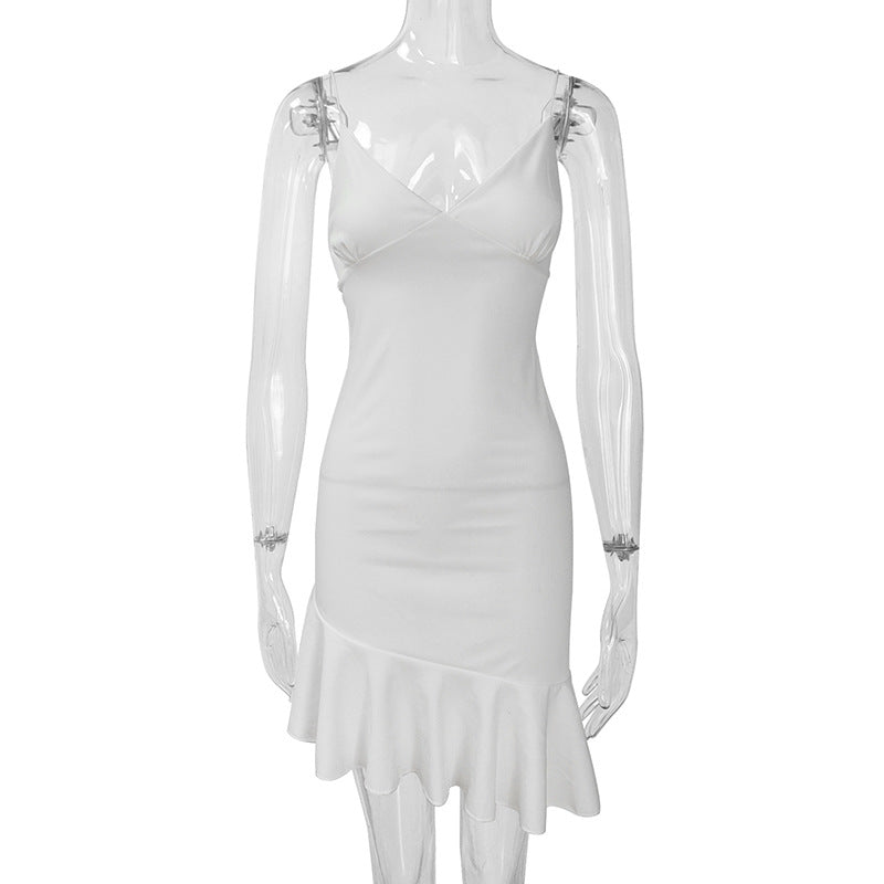 The Ruffled V-Neck Bodycon Mini Dress