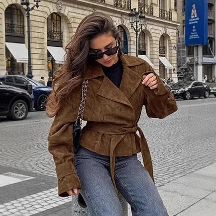 The Café Muse Suede-Look Wrap Jacket