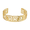 Greek Key Cutout Wide Cuff Bracelet | Adjustable Open Bangle